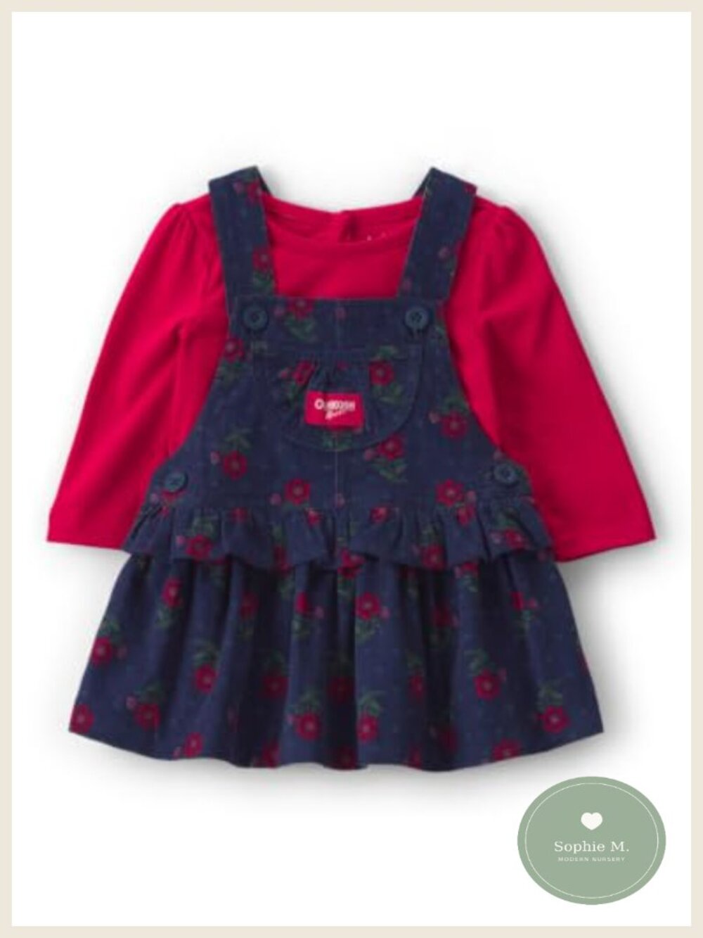 Girls 2-Piece Long Sleeve Floral Dress Set Ruffled Skirtall